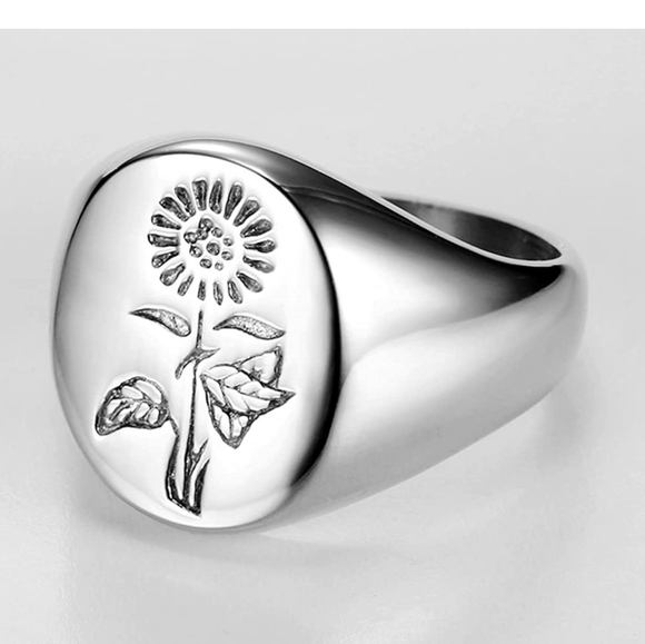 Stainless steel Sunflower ring - Picture 3 of 4